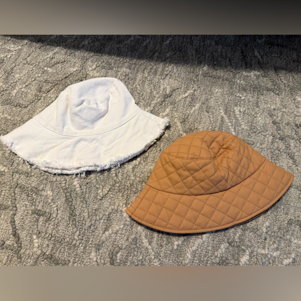 Women’s White and Tan Bucket Hats